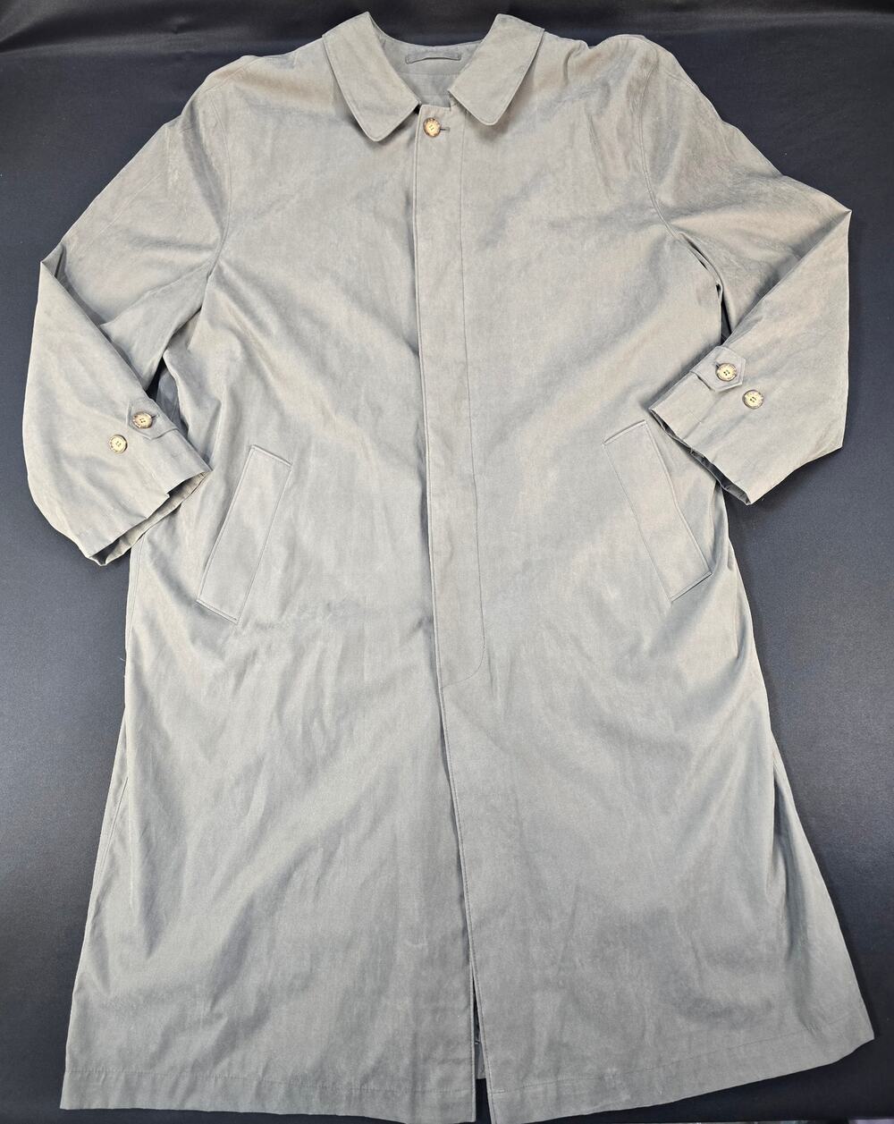 London Fog Mens Gray Trench Coat Water Repellent Removable Liner 46 Reg